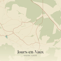 Obraz premium Vintage map of Jours-en-Vaux, France.