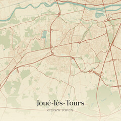 Obraz premium Vintage map of Joué-lès-Tours, France.