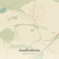 Fototapeta premium Vintage map of Kauffenheim, France.