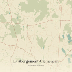 Fototapeta premium Vintage map of L'Abergement-Clémenciat, France.