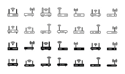 Set of router icon symbol vector on white background