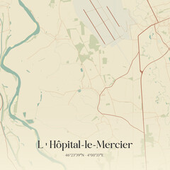 Vintage map of L'Hôpital-le-Mercier, France.