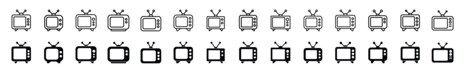 Set of television icon symbol vector on white background