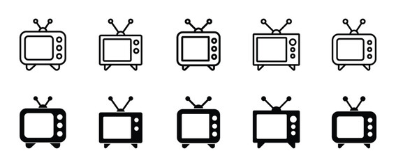 Set of television icon symbol vector on white background