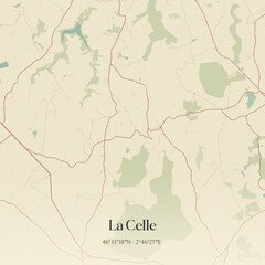 Fototapeta premium Vintage map of La Celle, France.