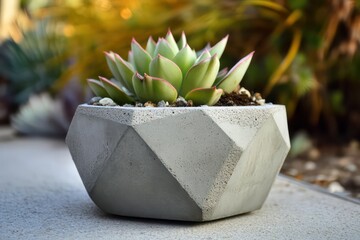 Concrete pot. Modern geometric concrete planter