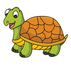 Cute cartoon hand drawn vector funny tortoise illustration.