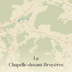 Obraz premium Vintage map of La Chapelle-devant-Bruyères, France.