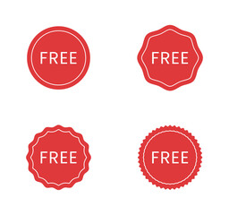 Free red blank promo stickers badges labels design