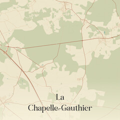 Vintage map of La Chapelle-Gauthier, France.