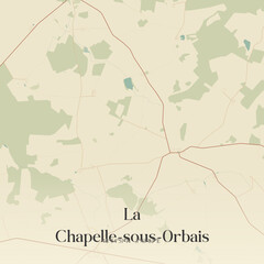 Fototapeta premium Vintage map of La Chapelle-sous-Orbais, France.