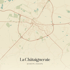 Fototapeta premium Vintage map of La Châtaigneraie, France.