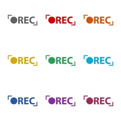 Recording camera icon isolated on white background. Set icons colorful