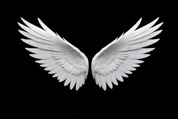 Fototapeta premium a close up of a white angel wings on a black background