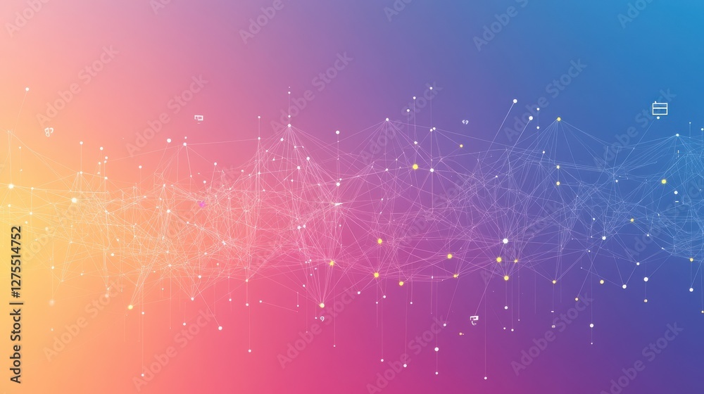 Poster abstract network connections with colorful gradient background