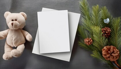 Pristine White A Flyer Mock Up Elegant Blank Space Inviting Personalization for Holiday Postcard or Wedding Invitation Card, Minimalistic Design Empowering Creative Expression and Versatility.