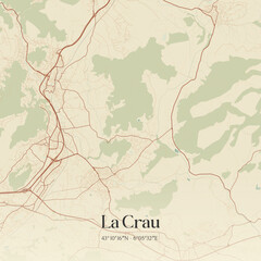 Obraz premium Vintage map of La Crau, France.