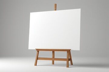 a close up of a easel with a blank canvas on it
