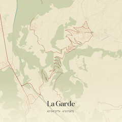 Obraz premium Vintage map of La Garde, France.