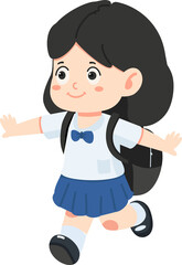 Joyful girl on her way to school