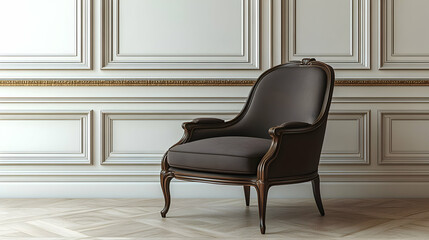 Elegant Dark Brown Armchair 3D Render