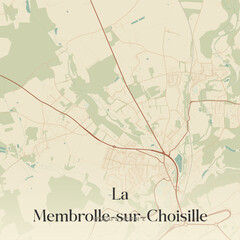 Fototapeta premium Vintage map of La Membrolle-sur-Choisille, France.
