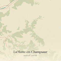Fototapeta premium Vintage map of La Motte-en-Champsaur, France.