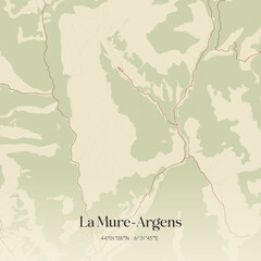 Obraz premium Vintage map of La Mure-Argens, France.