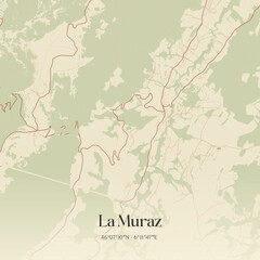 Fototapeta premium Vintage map of La Muraz, France.