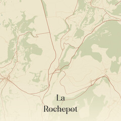 Obraz premium Vintage map of La Rochepot, France.