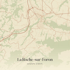 Fototapeta premium Vintage map of La Roche-sur-Foron, France.