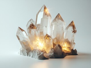 Glowing Crystal Cluster Digital Art Stunning 3d Render
