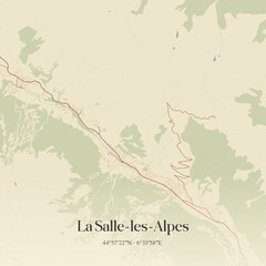 Obraz premium Vintage map of La Salle-les-Alpes, France.