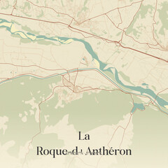 Obraz premium Vintage map of La Roque-d'Anthéron, France.