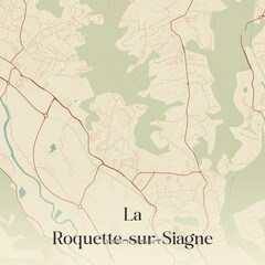 Obraz premium Vintage map of La Roquette-sur-Siagne, France.
