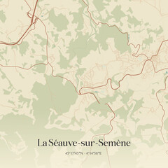 Fototapeta premium Vintage map of La Séauve-sur-Semène, France.