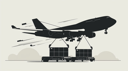 Airplane Carrying Cargo Containers in a Minimalist Style