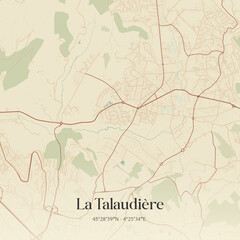 Obraz premium Vintage map of La Talaudière, France.