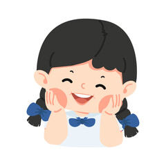 A shy girl making a bashful gesture