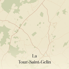 Obraz premium Vintage map of La Tour-Saint-Gelin, France.