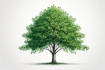 realistic illustration of a tree with green leaves on a white background