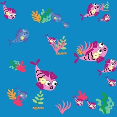 reef jungle fish swim in the blue sea