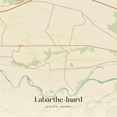 Vintage map of Labarthe-Inard, France.