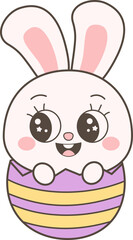Retro Rabbit Bunny Emoji. Cute easter bunny emoticons.