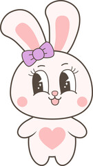 Retro Rabbit Bunny Emoji. Cute easter bunny emoticons.