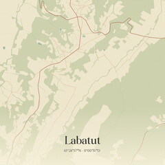 Fototapeta premium Vintage map of Labatut, France.