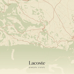 Fototapeta premium Vintage map of Lacoste, France.