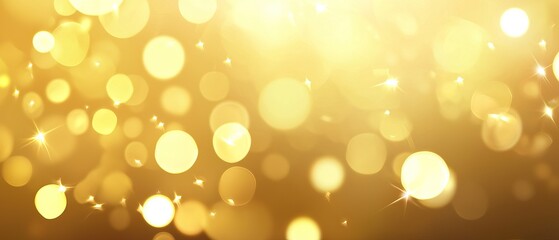 Abstract golden bokeh background with glittering lights and sparkles.