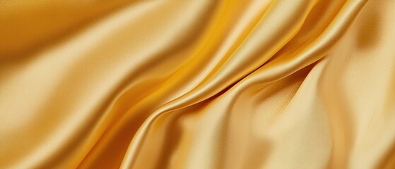 Luxurious golden satin fabric with soft folds and elegant drapes.