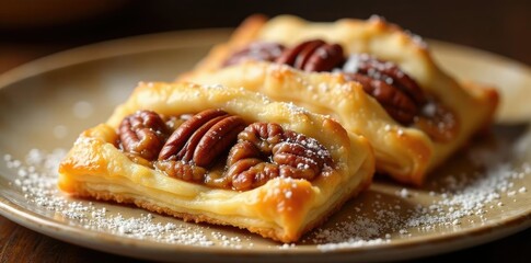 flaky pastry strips intertwined with rich pecan filling, baking, flaky pastry, pecan paste